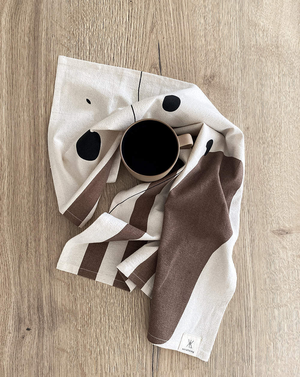 GIA organic cotton tea towel, latte on the way, 50 x 50 cm